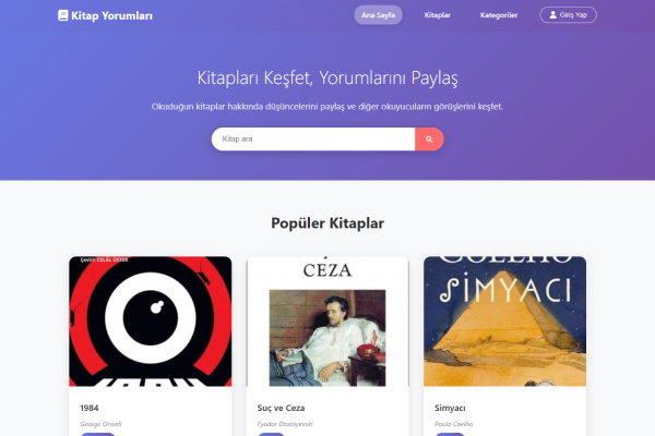 Kitap Yorumları - Next.js, Firebase Auth, Firestore, Tailwind CSS, Java, Spring Boot ile geliştirilmiş Web Sitesi projesi